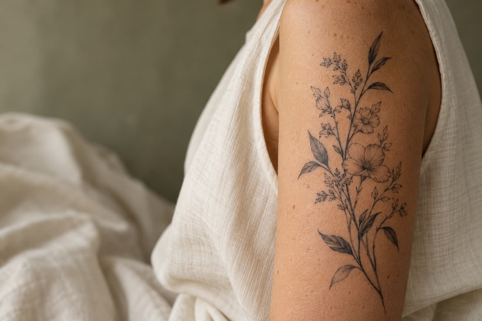 Botanical tattoo inspiration, AI-generated editorial image